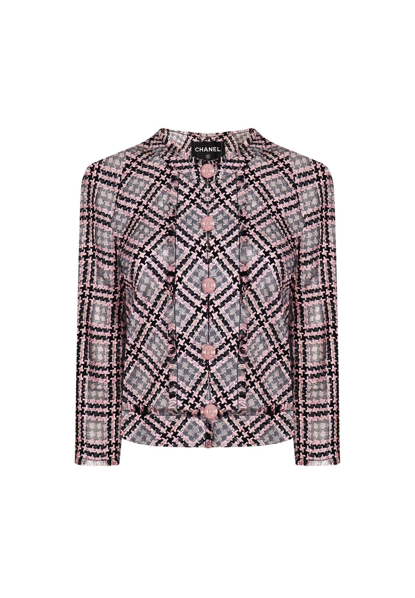 Клетчатый жакет Chanel с бахромой
