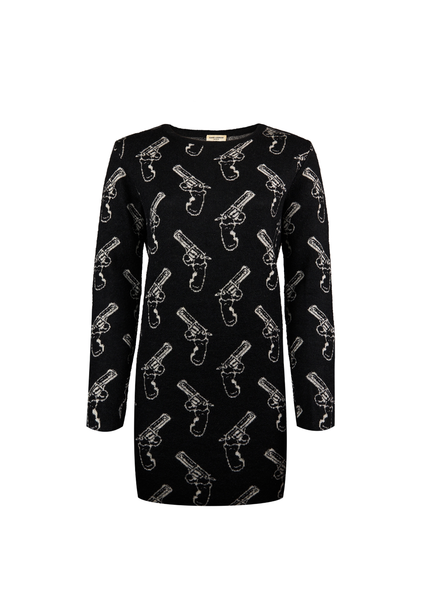 Черное платье-свитер Saint Laurent с пистолетами