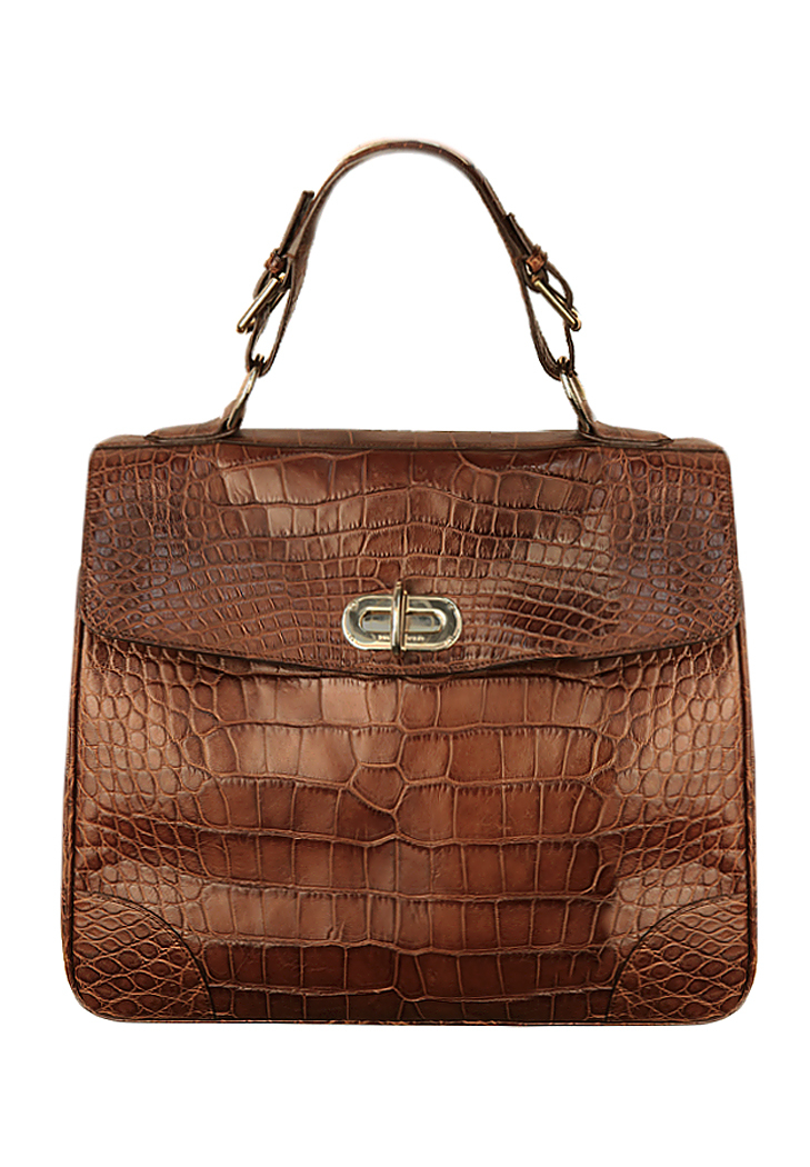 Коричневая крокодиловая сумка Ralph Lauren