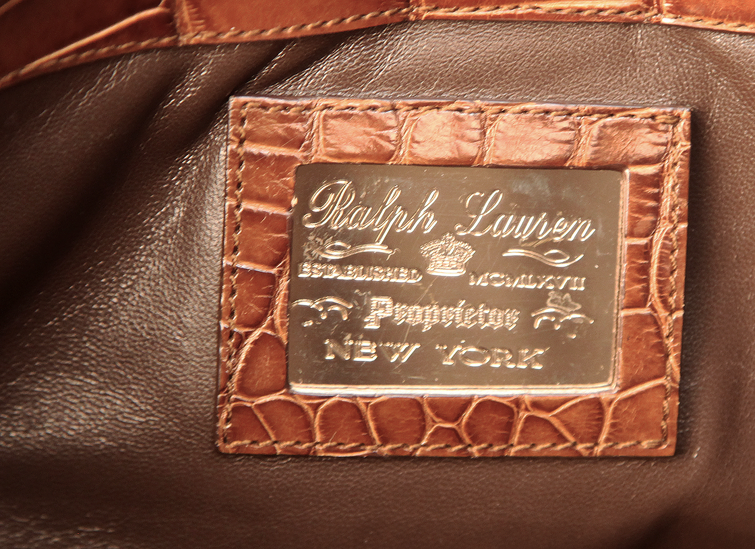 Коричневая крокодиловая сумка Ralph Lauren