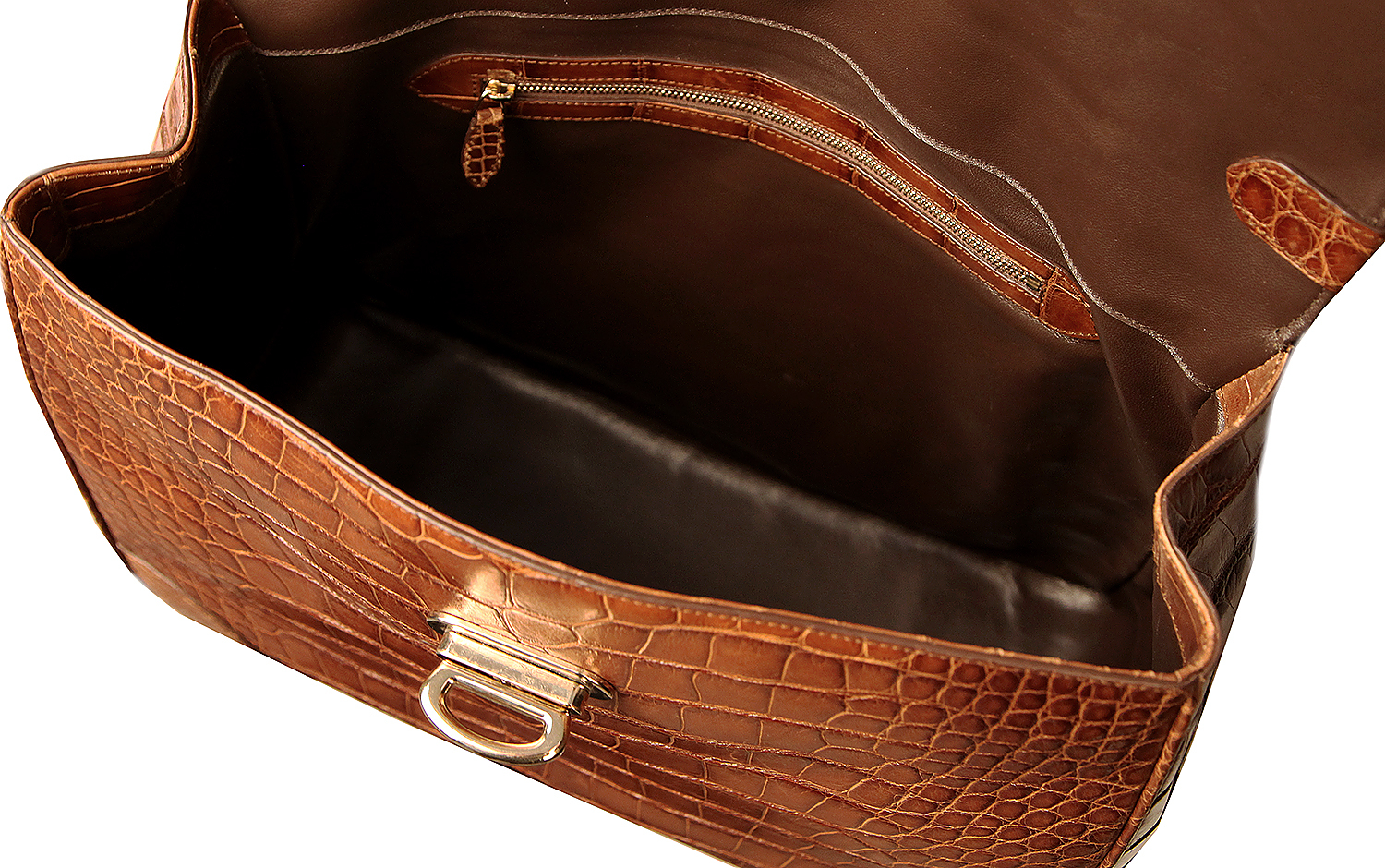 Коричневая крокодиловая сумка Ralph Lauren