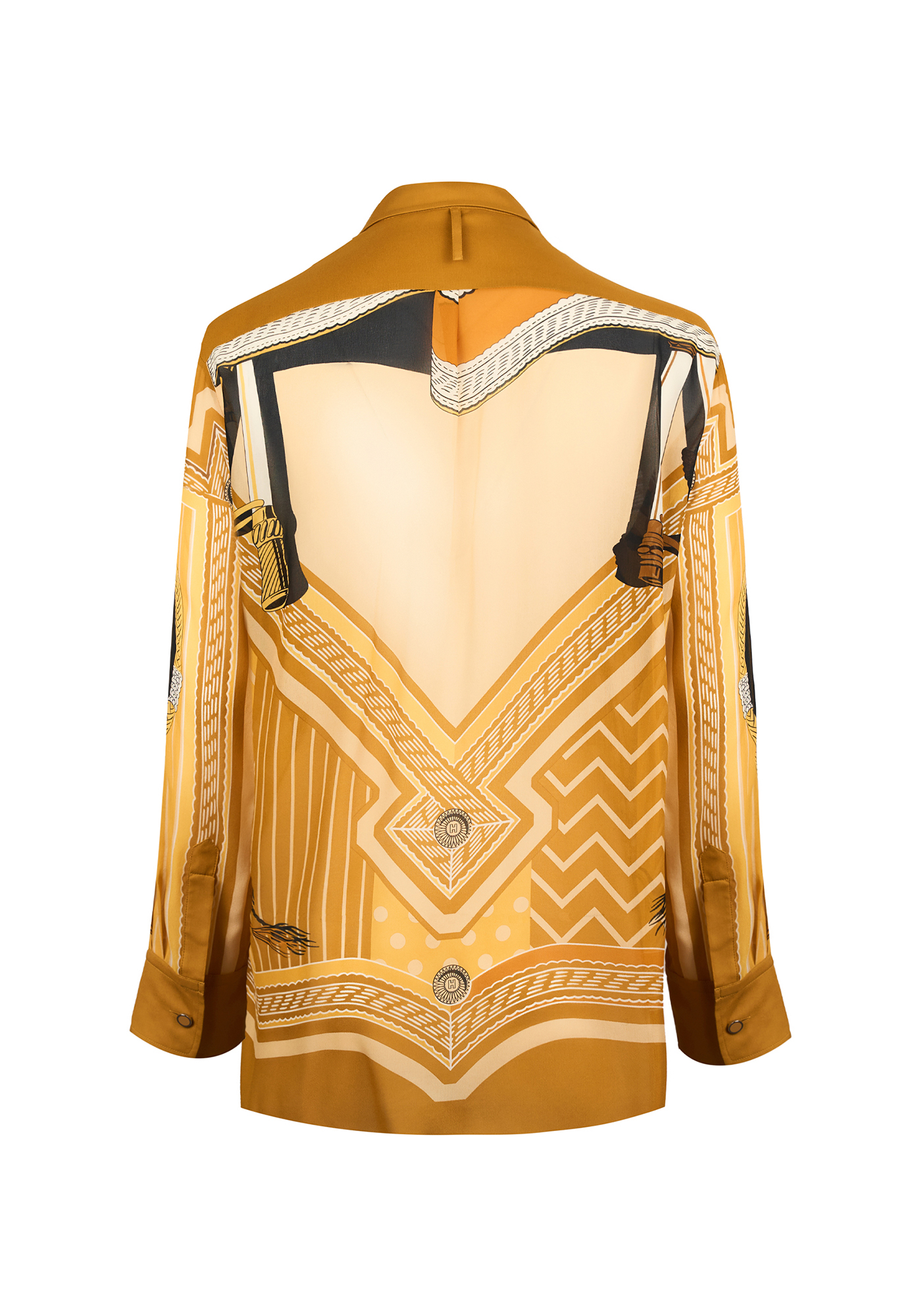 Горчичная блузка Hermès с принтом
