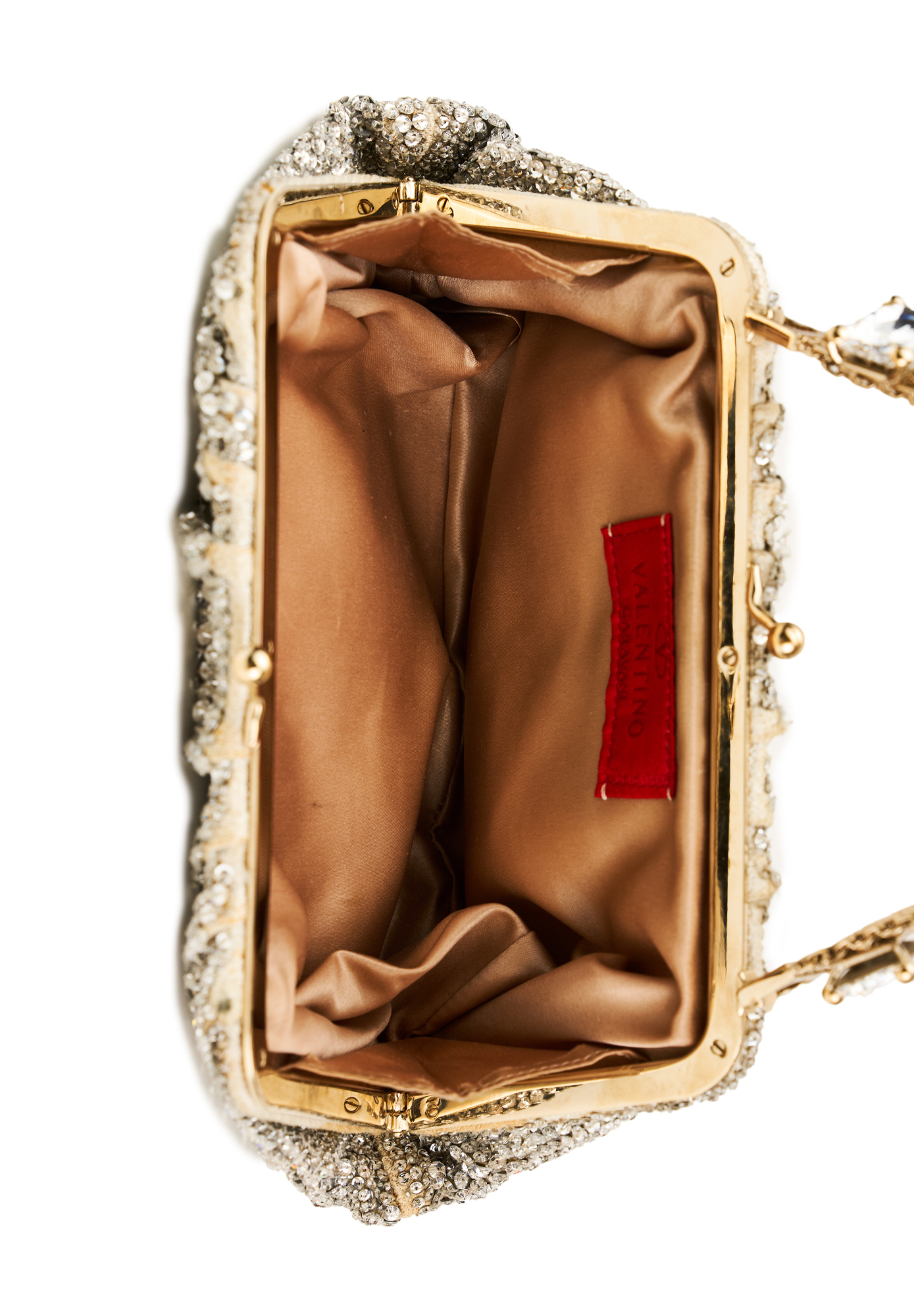 Серебристая сумка Valentino с кристаллами