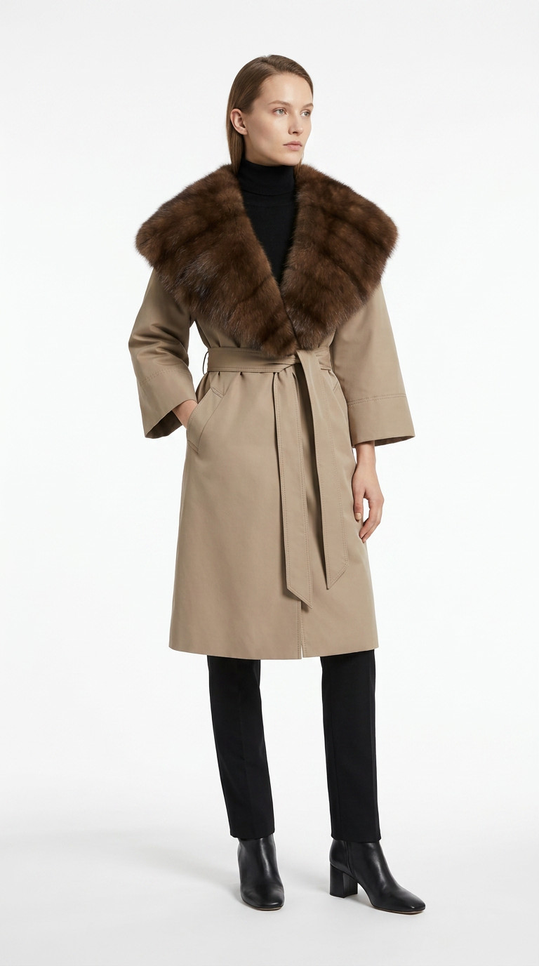 Пальто Fendi с норковым воротником