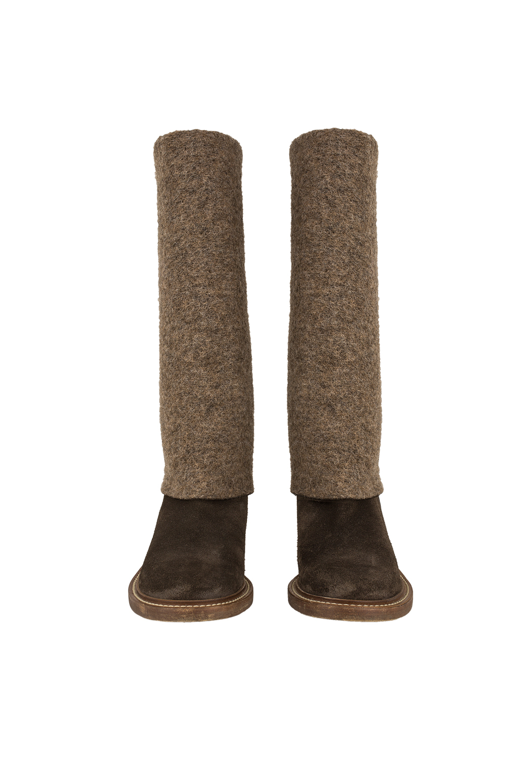 Коричневые высокие сапоги Chanel