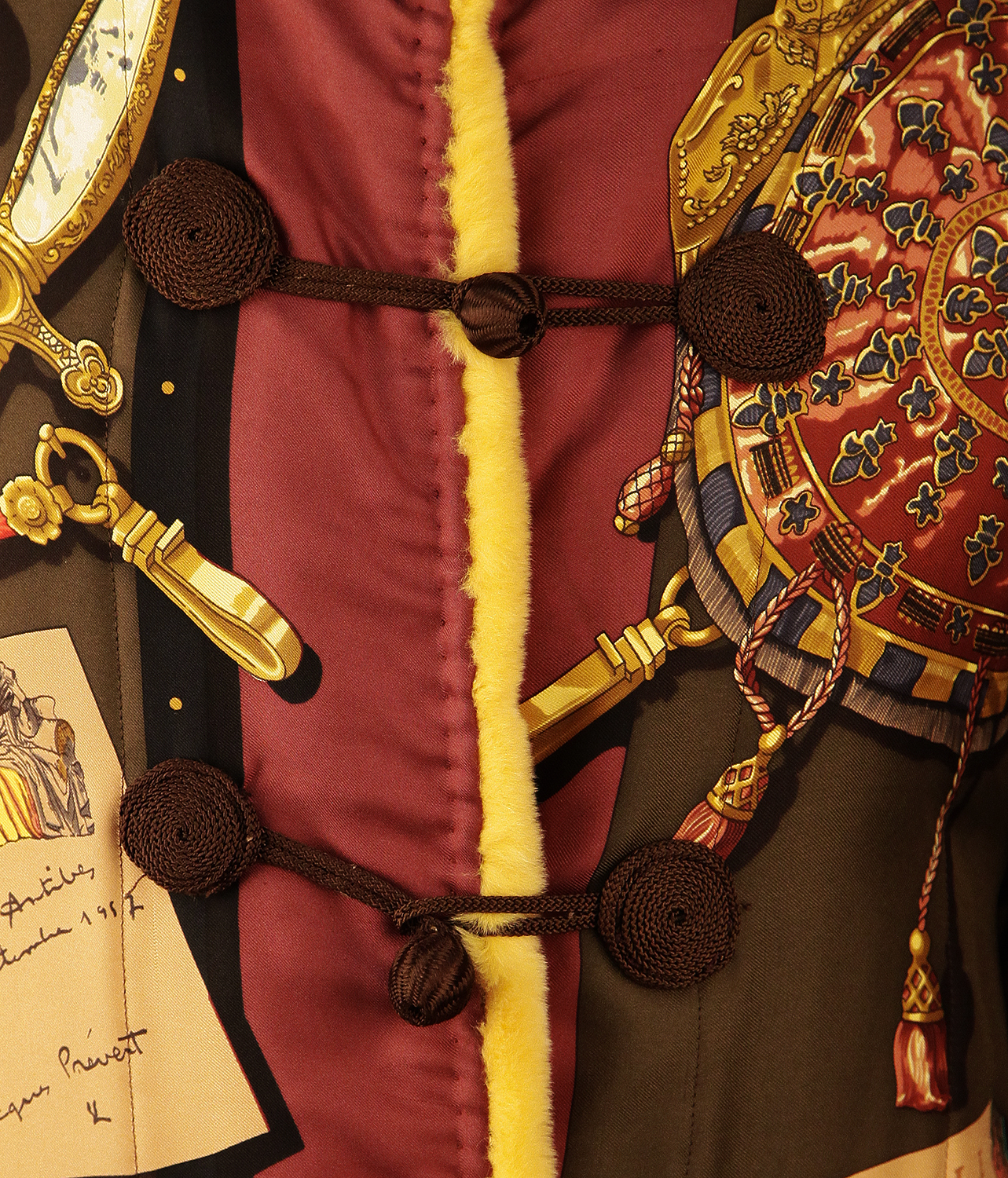 Шелковое полупальто Hermès с мехом кролика