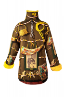 Шелковое полупальто Hermès с мехом кролика