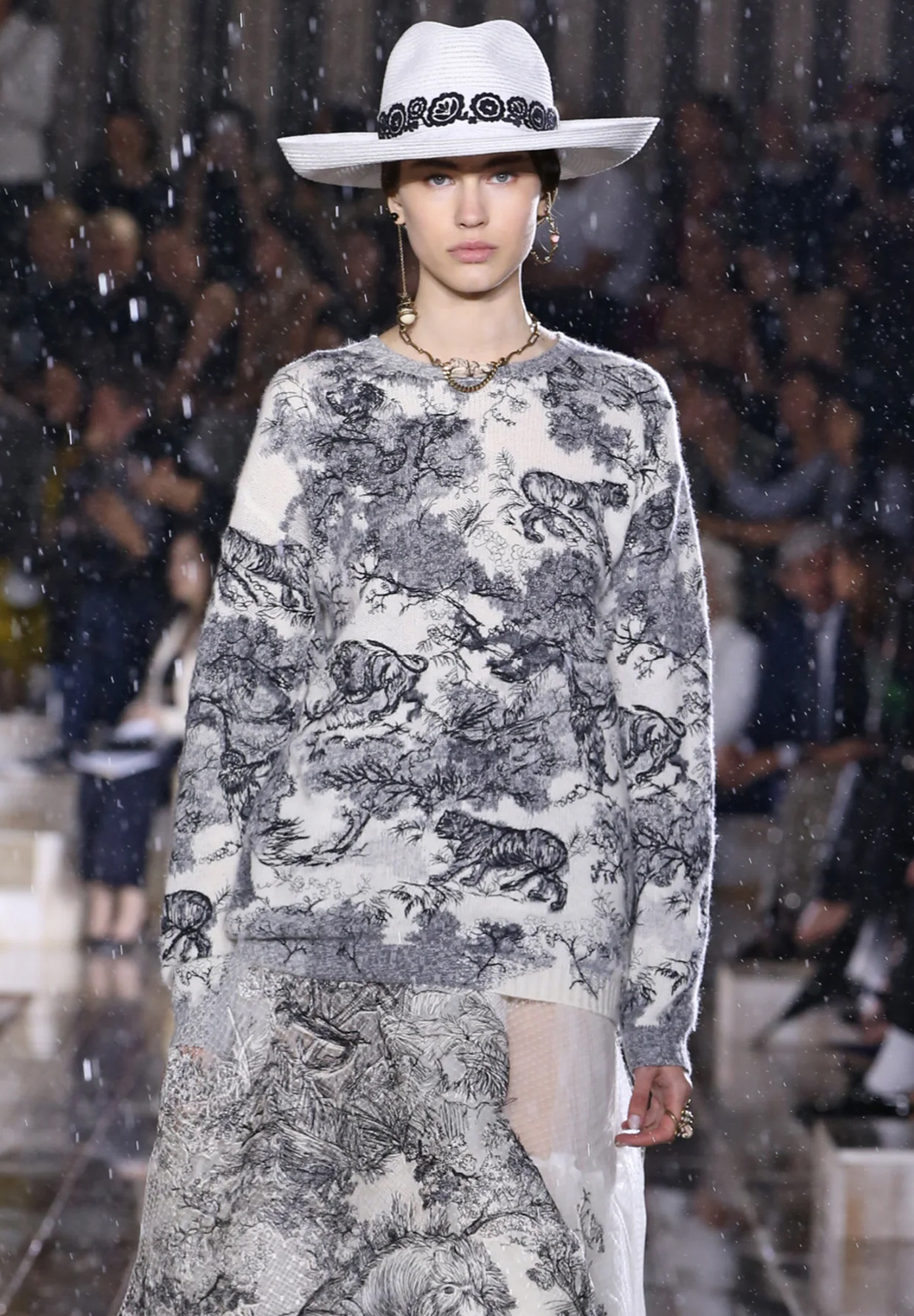 Кашемировый палантин Christian Dior Toile de Jouy