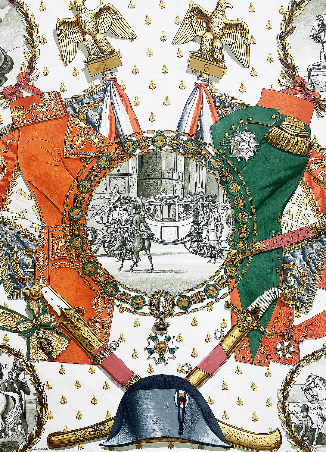 Шелковый платок Hermès Napoleon Ledoux