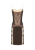 Бежевое платье Christian Dior с кружевом